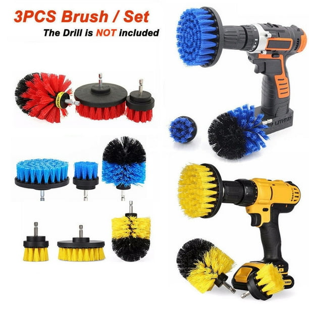 3Pcs Tile Grout Drill Brush Power Scrub Cleaning Tub Attachment Cleaner Kit